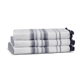 Mijölnir One Side Striped Toalla de Baño 100% Algodón Color Azul Oscuro y Blanco 100 x 180 cm